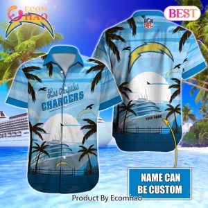 NFL Los Angeles Chargers Special Hawaiian Design With Ship And Coconut Tree Button Shirt