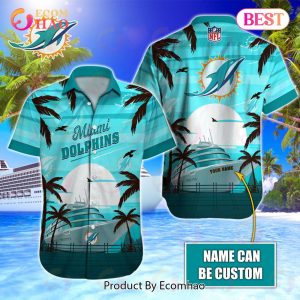 NFL Miami Dolphins Special Hawaiian Design With Ship And Coconut Tree Button Shirt