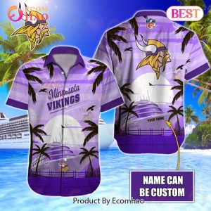 NFL Minnesota Vikings Special Hawaiian Design With Ship And Coconut Tree Button Shirt