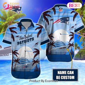 NFL New England Patriots Special Hawaiian Design With Ship And Coconut Tree Button Shirt
