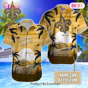 NFL New Orleans Saints Special Hawaiian Design With Ship And Coconut Tree Button Shirt