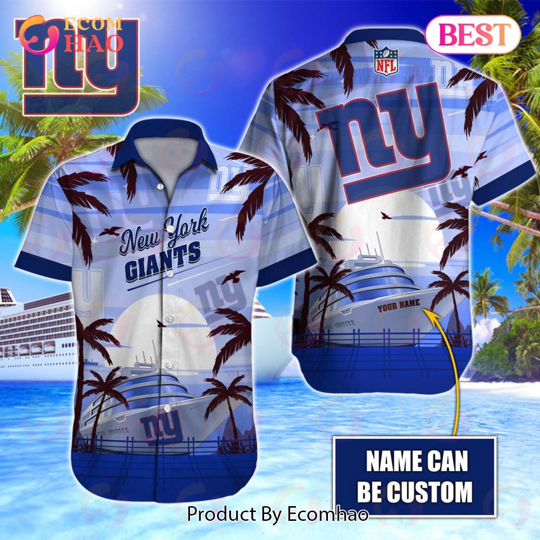 Personalized Name NFL Hawaiian Shirt, NFL New York Giants Special