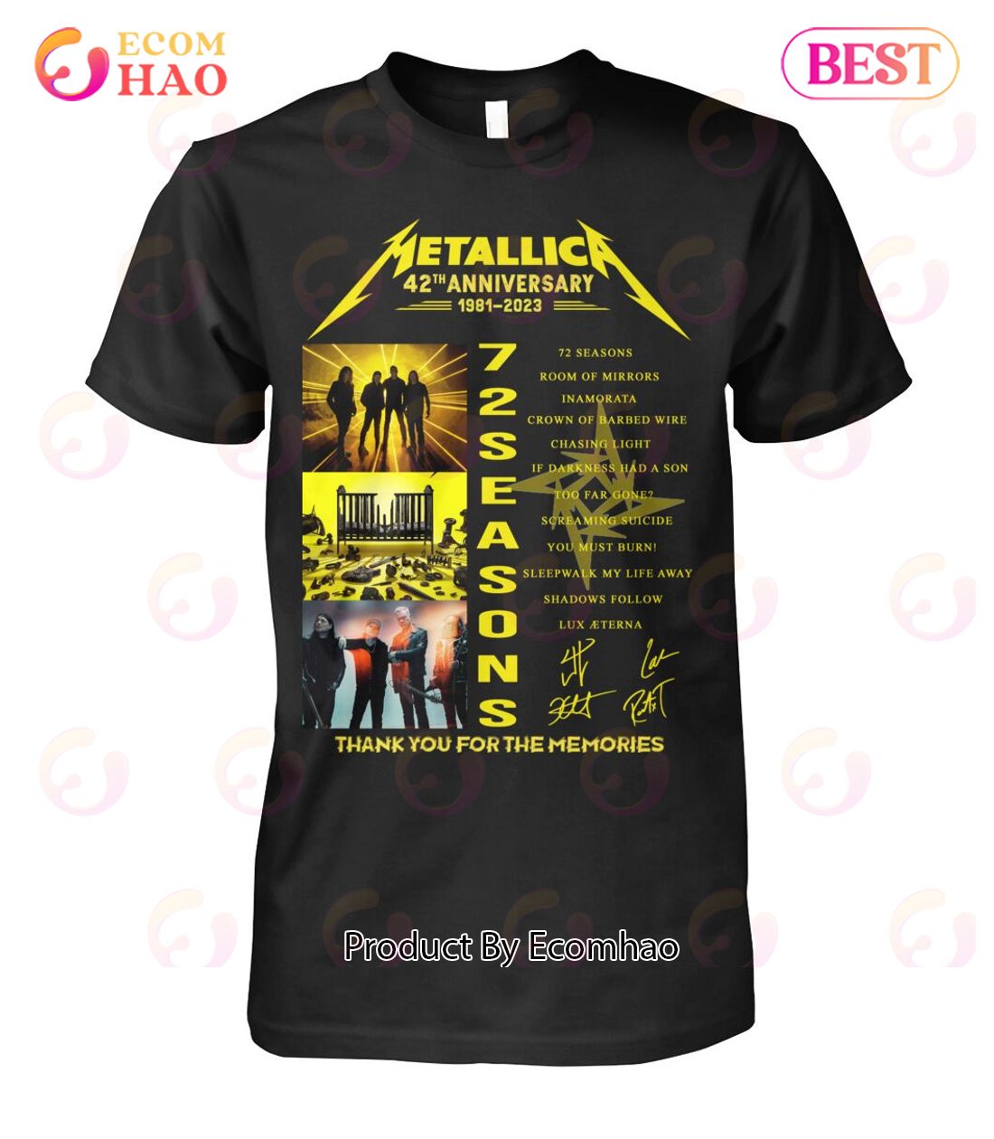 Metallica 42th Anniversary 1981 – 2023 72 Seasons Thank You For The Memories T-Shirt