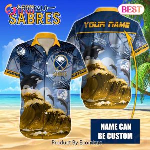 NHL Buffalo Sabres Special Hawaiian Design With Dolphins And Waves Button Shirt