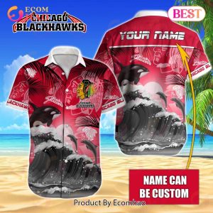 NHL Chicago Blackhawks Special Hawaiian Design With Dolphins And Waves Button Shirt