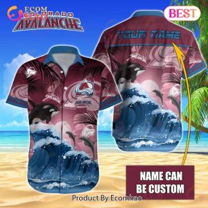 NHL Colorado Avalanche Special Hawaiian Design With Dolphins And Waves Button Shirt
