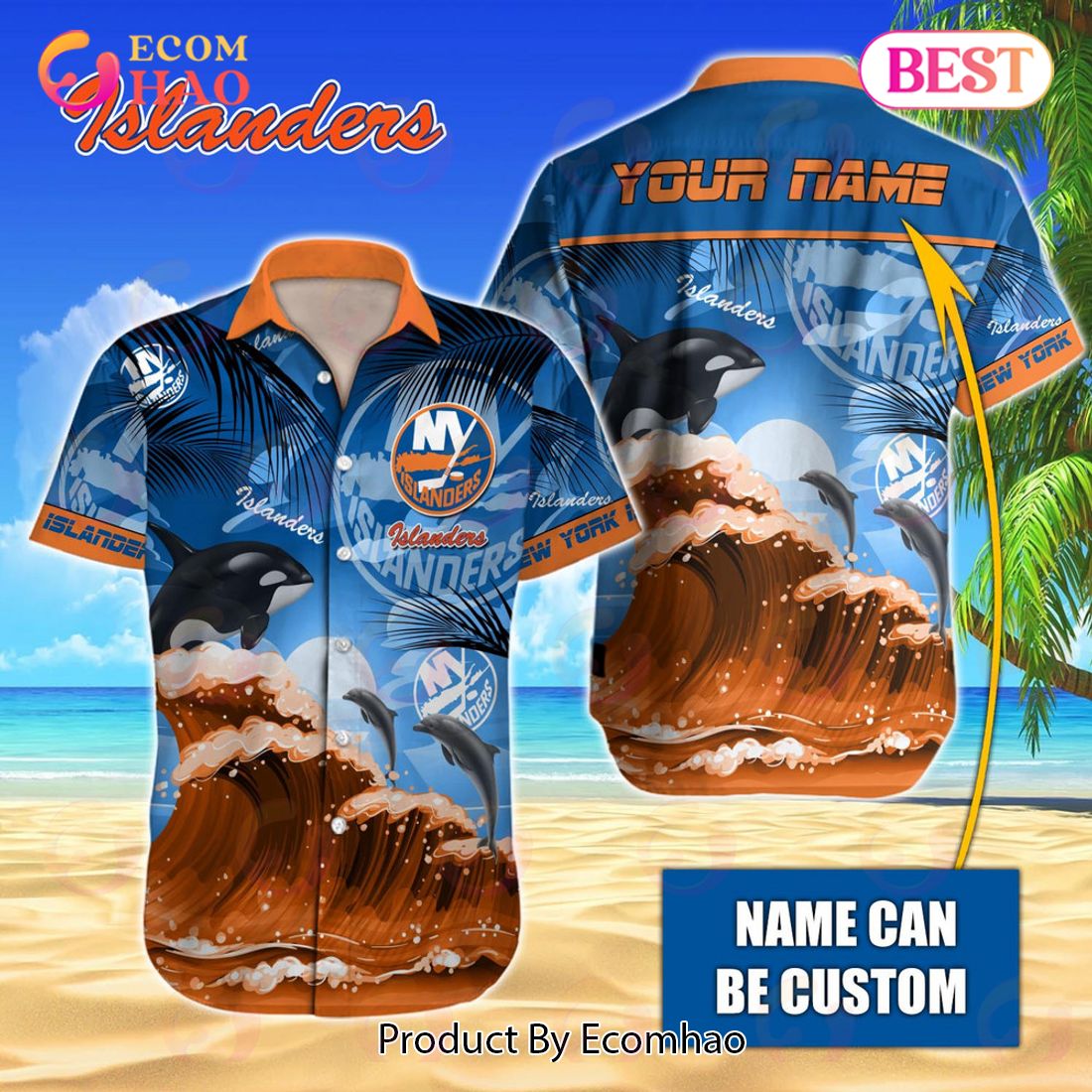 NHL New Jersey Devils Special Hawaiian Design With Dolphins And Waves Button Shirt