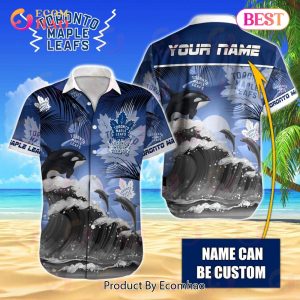 NHL Toronto Maple Leafs Special Hawaiian Design With Dolphins And Waves Button Shirt
