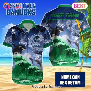 NHL Vancouver Canucks Special Hawaiian Design With Dolphins And Waves Button Shirt
