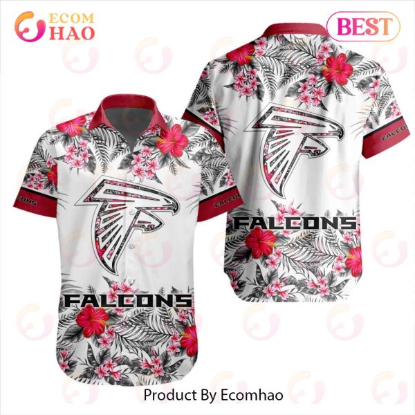 NFL Atlanta Falcons Special Hawaiian Design With Flowers And Big Logo Button Shirt