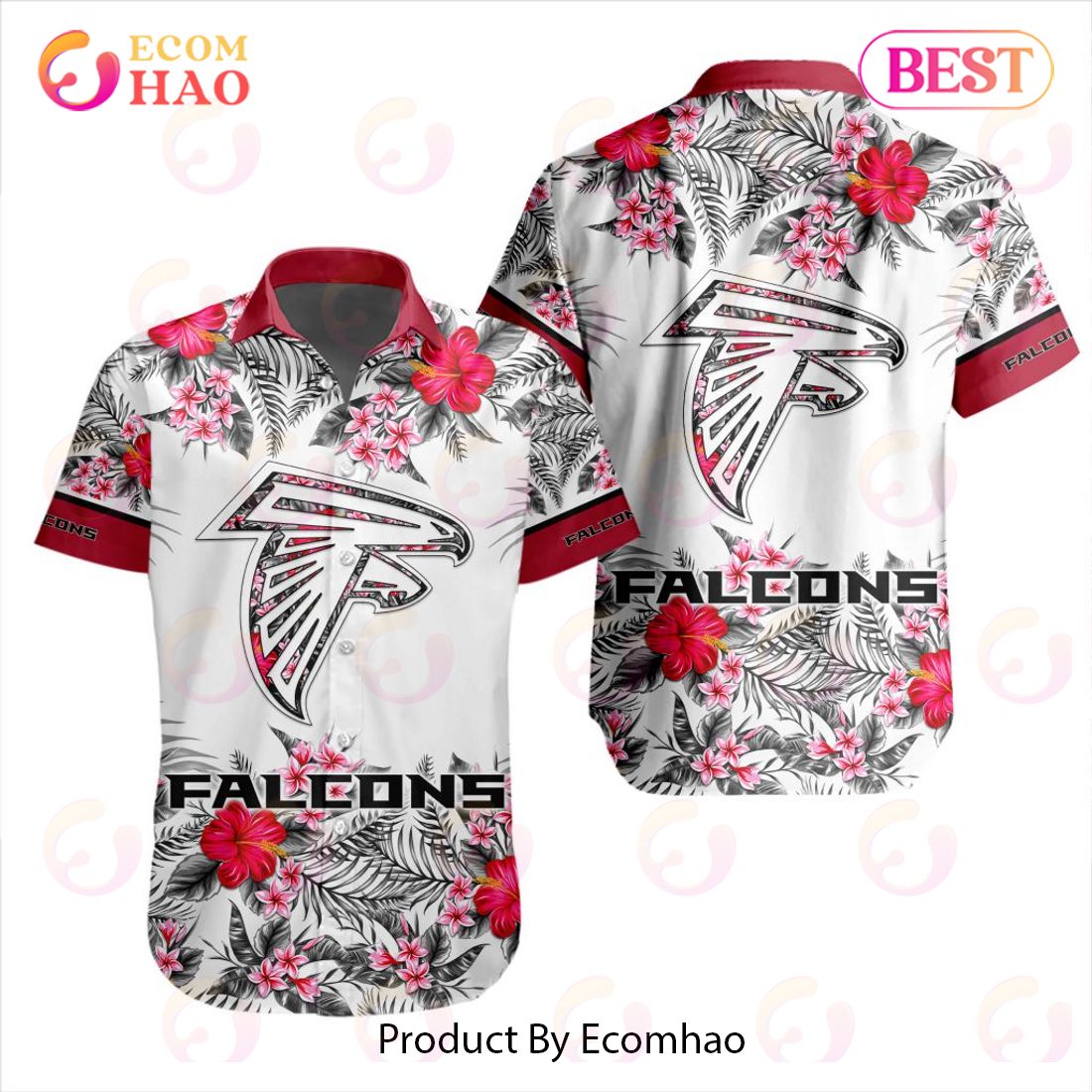 HOT Atlanta Falcons Big Logo Personalized Name And Number Hawaiian Shirt