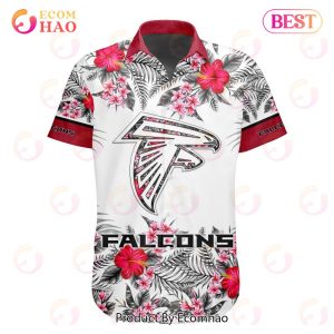 NFL Atlanta Falcons Special Hawaiian Design With Flowers And Big Logo Button Shirt