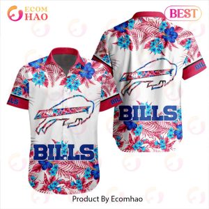 NFL Buffalo Bills Special Hawaiian Design With Flowers And Big Logo Button Shirt