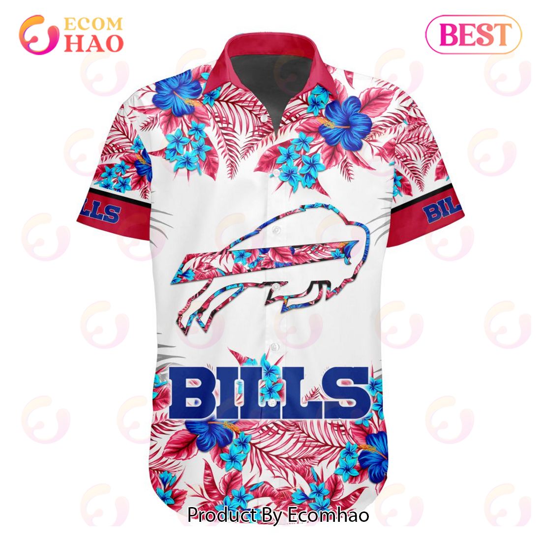 NFL Buffalo Bills Special Hawaiian Design With Flowers And Big Logo Button Shirt