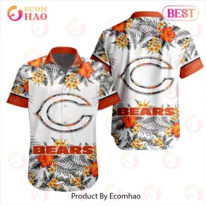 NFL Chicago Bears Special Hawaiian Design With Flowers And Big Logo Button Shirt