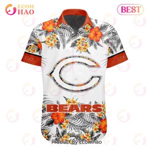 NFL Chicago Bears Special Hawaiian Design With Flowers And Big Logo Button Shirt