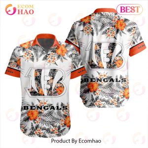 NFL Cincinnati Bengals Special Hawaiian Design With Flowers And Big Logo Button Shirt