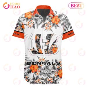 NFL Cincinnati Bengals Special Hawaiian Design With Flowers And Big Logo Button Shirt