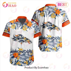 NFL Denver Broncos Special Hawaiian Design With Flowers And Big Logo Button Shirt