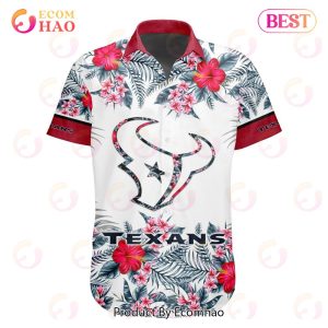 NFL Houston Texans Special Hawaiian Design With Flowers And Big Logo Button Shirt