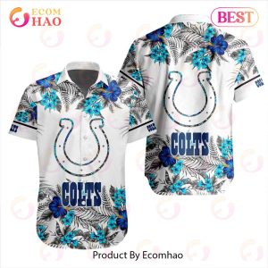 NFL Indianapolis Colts Special Hawaiian Design With Flowers And Big Logo Button Shirt