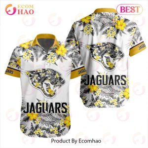 NFL Jacksonville Jaguars Special Hawaiian Design With Flowers And Big Logo Button Shirt