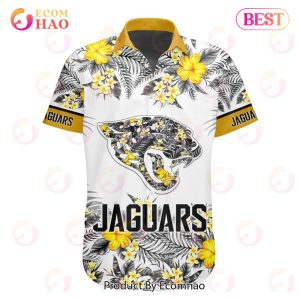 NFL Jacksonville Jaguars Special Hawaiian Design With Flowers And Big Logo Button Shirt