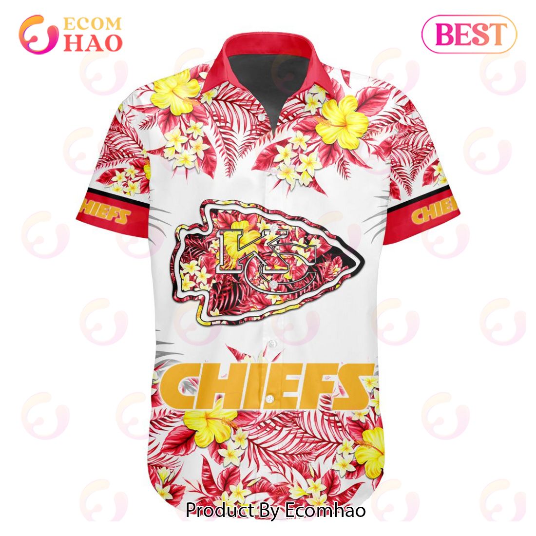 NFL Kansas City Chiefs Special Hawaiian Design With Flowers And Big Logo Button Shirt