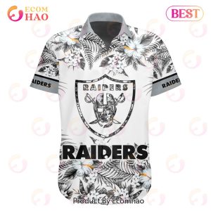 NFL Las Vegas Raiders Special Hawaiian Design With Flowers And Big Logo Button Shirt