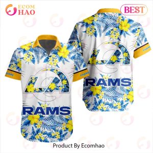 NFL Los Angeles Rams Special Hawaiian Design With Flowers And Big Logo Button Shirt