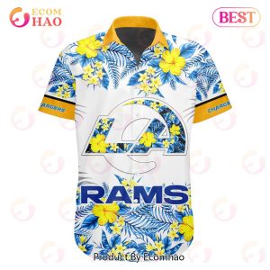 NFL Los Angeles Rams Special Hawaiian Design With Flowers And Big Logo Button Shirt