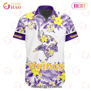 NFL Minnesota Vikings Special Hawaiian Design With Flowers And Big Logo Button Shirt
