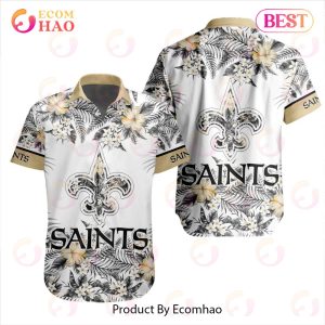 NFL New Orleans Saints Special Hawaiian Design With Flowers And Big Logo Button Shirt