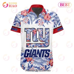 NFL New York Giants Special Hawaiian Design With Flowers And Big Logo Button Shirt