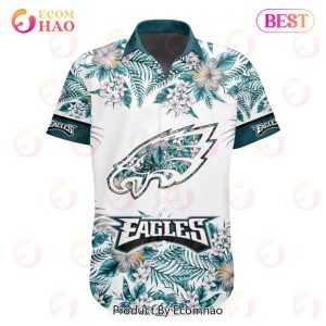 NFL Philadelphia Eagles Special Hawaiian Design With Flowers And Big Logo Button Shirt