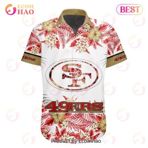 NFL San Francisco 49ers Special Hawaiian Design With Flowers And Big Logo Button Shirt