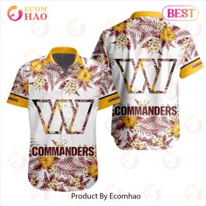 NFL Washington Commanders Special Hawaiian Design With Flowers And Big Logo Button Shirt
