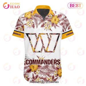NFL Washington Commanders Special Hawaiian Design With Flowers And Big Logo Button Shirt
