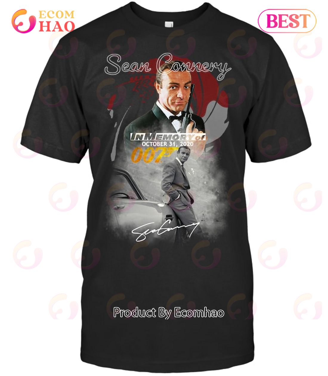 Sean Connery In Memory Of October 31, 2020 007 Signature T-Shirt