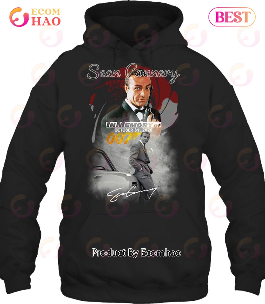 Sean Connery In Memory Of October 31, 2020 007 Signature T-Shirt