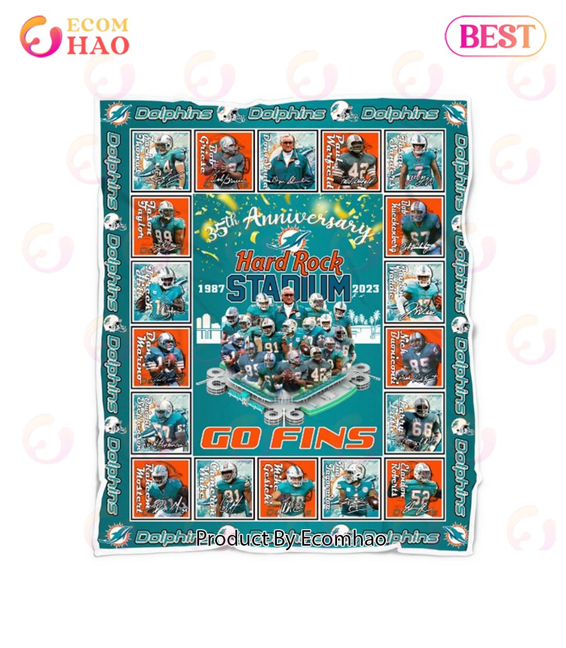 Hard Rock Stadium 1987 – 2023 Go Fins Fleece Blanket, Quilt Luxury Items