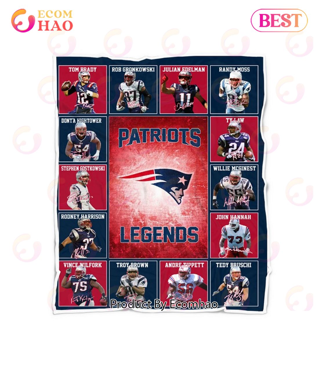 New England Patriots Legends Team Fleece Blanket, Quilt New England Patriots Legends Team Fleece Blanket, Quilt