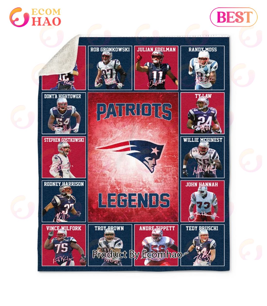 New England Patriots Legends Team Fleece Blanket, Quilt New England Patriots Legends Team Fleece Blanket, Quilt