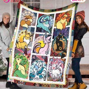 Pokemon Eevee Evolution Fairy Type Lover Fleece Blanket, Quilt