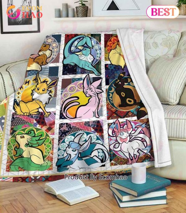 Pokemon Eevee Evolution Fairy Type Lover Fleece Blanket, Quilt