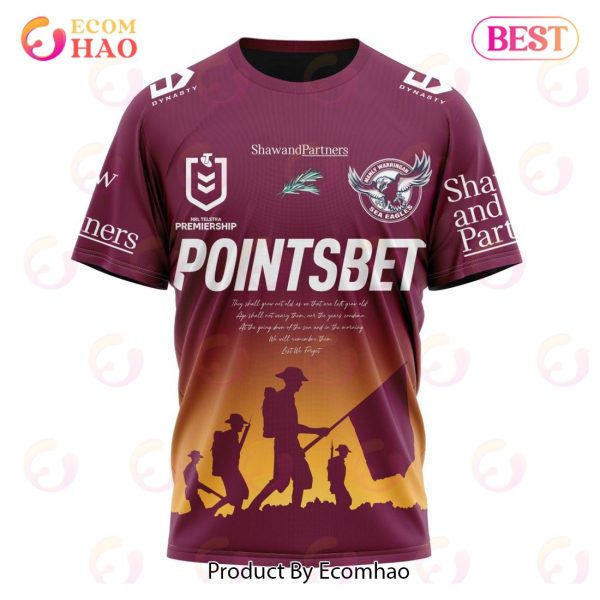 NRL Manly Warringah Sea Eagles Special ANZAC Day Kits 2023 3D Hoodie
