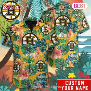 Custom Name NHL Boston Bruins Special Hawaiian Tropical Style Button Shirt