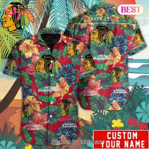 Custom Name NHL Chicago Blackhawks Special Hawaiian Tropical Style Button Shirt