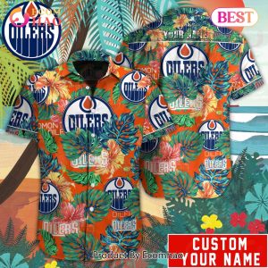 Custom Name NHL Edmonton Oilers Special Hawaiian Tropical Style Button Shirt