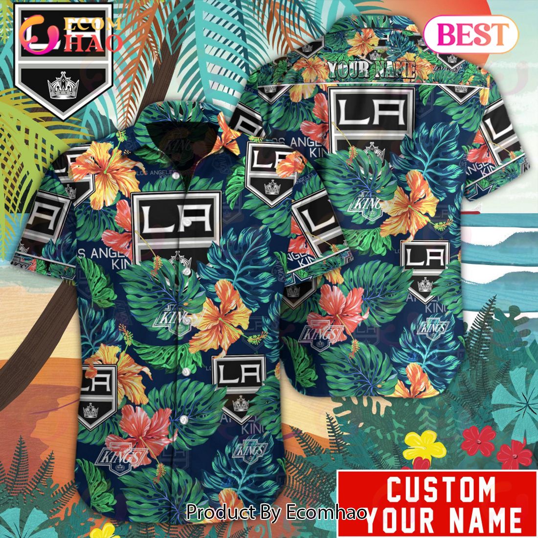 Custom Name NHL Los Angeles Kings Special Hawaiian Tropical Style Button Shirt